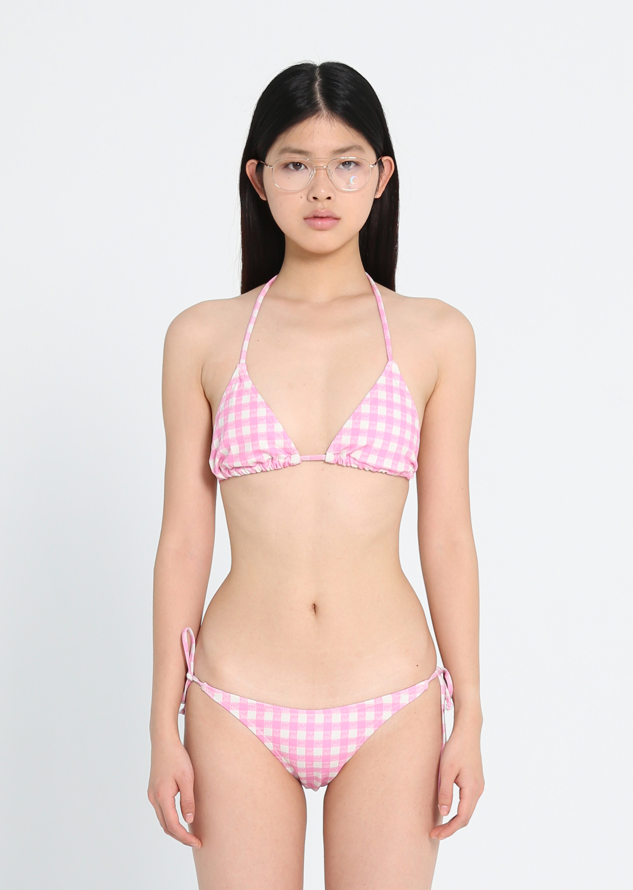 CHECKERBOARD TRIANGLE TOP PINK